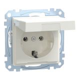 SCHUKO socket with hinged lid, plug-in terminals, polar white, system M