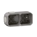 Plexo™ - 2-gang surface box with 4 membrane glands (3 x 1 entry + 1 x 2 entries) - Horizontal and vertical - IP55 - Grey