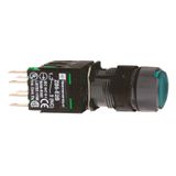 Complete illuminated push button, Harmony XB6, green flush illum pushbutton Ø 16 latching 1 NO 12...24 V