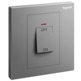 Galion - 1 gang double pole 45A switch with red power indicator- Dark Silver