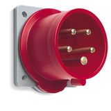 Inlet, panel mounting, 6h, 16A, IP44, unified flange, straight, 3P+N+E