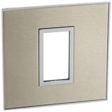 Plate Arteor - French/German std - square - 1 module - stainless steel