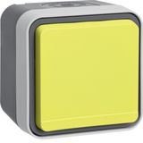 SCHUKO soc. out. yellow hinged cover surface-mtd, W.1, grey/light grey
