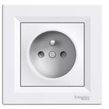 Asfora - single socket outlet with pin earth - 16A shutters white