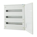 Complete surface-mounted flat distribution board, white, 24 SU per row, 3 rows, type E