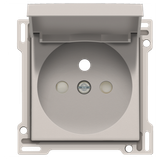 Finishing set for socket outlet with hinged lid, pin earthing and shutters, flush-mounting depth 28.5 mm, light grey