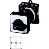 ON-OFF switches, T0, 20 A, rear mounting, 1 contact unit(s), Contacts: 2, 90 °, maintained, With 0 (Off) position, 0-1-0-1, Design number 15041