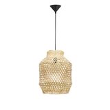 Natural Rattan  Black Fabric Wire & Base  LED E27 1x12 Watt 230 Volt  IP20 Bulb Excluded  D: 35 H1: 44 H2: 215 cm Adjustable height