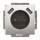 20 MUCB2USB-866-500 Socket with USB AA stainless steel - Pure Stainless Steel