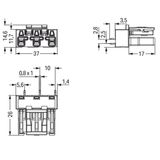 Socket for PCBs straight 3-pole pink