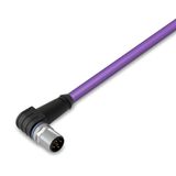 PROFIBUS cable M12B plug angled 5-pole violet