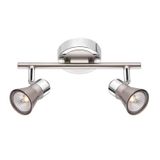 Satin Nickel   Chrome Aluminium  LED GU10 2x10 Watt 230 Volt   IP20 Bulb Excluded  L: 25 H: 16.5 cm Rotating & Adjustable