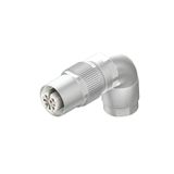 Round plug (field customisable), Socket, angled, Crimp connection, M12