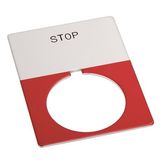 Allen-Bradley, 800T-X550J, 800T Legend Plate, Jumbo, STOP (Red), Gray