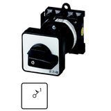 On switches, T0, 20 A, rear mounting, 1 contact unit(s), Contacts: 1, Spring-return in position 1, 45 °, momentary, With spring-return from 1, I