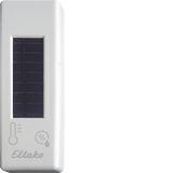 Wireless temperature+humidity sensor with solar cell and battery, pure white glossy