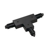 T-connector for 1-circuit HV-track, black, ground left