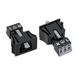 Snap-in plug 3-pole Cod. A black