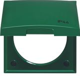 Frame with hinged cover and imprint "IP44", Integro Flow, green glossy