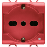 ITALIAN/GERMAN STANDARD SOCKET-OUTLET 250V ac - FOR DEDICATED LINES - 2P+E 16A DUAL AMPERAGE - P30-P17 - 2 MODULES - RED - CHORUSMART