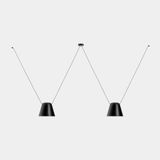 Pendant Attic 2 bodies Conic Shape 2200mm E27 23W Black