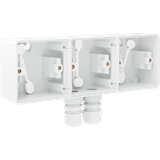 Splashproof horizontal threefold surface-mounting box with one double