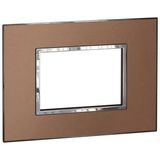 Italian / US standard plate Arteor square version 3 modules - brushed metal pink champagne