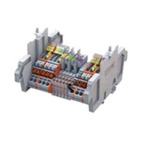 WAGO  16-track measuring strip 2 current connectors in each phase with fuses and signaling without additional circuits. Measuring station with parallel modules 230V