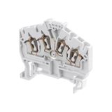 SPRING TERMINAL BLOCK, FEED THROUGH, 4 CONNECTIONS, GREY, 5X55X41.5MM, D2,5/5,I,N,4L