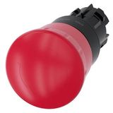 EMERGENCY STOP mushroom pushbutton, 22 mm, round, plastic, red, 40…3SU1000-1HB20-0AA0-Z Y19