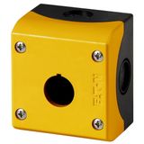 Surface mounting enclosure, yellow, 1 mounting location
