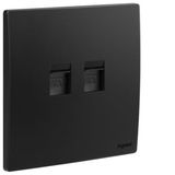 Mallia Senses - 1 gang double RJ11 telephone socket outlet - Matt Black