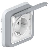 Socket outlet Plexo IP 55 - German std - 2P+E - flush mounting - grey