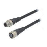 Cable with connectors on both cable ends, Smartclick M12 straight sock