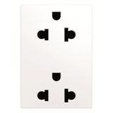 N1338 BL Euro-American earthed duplex socket outlet - 3M - White