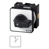 On switches, T0, 20 A, flush mounting, 1 contact unit(s), Contacts: 1, 45 °, momentary, With 0 (Off) position, With spring-return to 0, 0