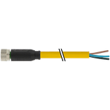 M8 female 0° A-cod. with cable PUR 4x0.25 ye UL/CSA+drag ch. 5m