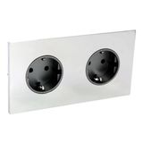 Art d'Arnould univers Epure double standard Schuko horizontal power socket 2P+E 16A 250V - Mirror Steel