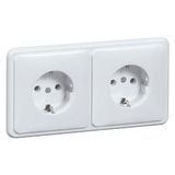 Standard SCHUKO socket 2-gang, white increased contact protection