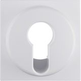 Centre plate for key switch/key push-button, Q.1/Q.3, p. white velvety