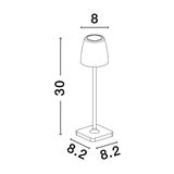 Sandy White Die-Casting Aluminium & Acrylic LED 2 Watt 207Lm 3000K IP54 Beam Angle 62O DC 5 Volt Switch On/Off USB Wire D: 8 H: 30 cm