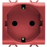 GERMAN STANDARD SOCKET-OUTLET 250V ac - FRONT TIGHTENING TERMINALS - FOR DEDICATED LINES - 2P+E 16A - 2 MODULES - RED - ANTIBACTERIAL - CHORUSMART