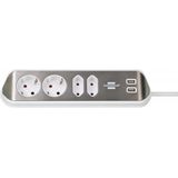 brennenstuhl®estilo Corner Socket strip 4-fold, 2x protective contact sockets, 2x Euro sockets, incl. USB charging function 1153590420