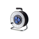 Empty metal cable reels 285mmØ  for 50m cable 3 socket outlets 2PE 16A/250V shock and splash proof Overheatin protection by thermal switch