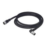 Sensor/Actuator cable M12A socket straight M8 plug angled