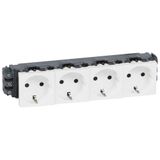 Socket Mosaic - 4 x 2P+E - for installation on trunking - screw term. - standard