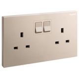 Galion - 2 gangs British Standard switched single pole socket outlet - 13A - Rose Gold