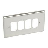 Synergy Grid Authentic 2 Gang 4 Module Front Plate Brushed Stainless Steel