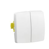 5 in 1 double transformer: switch, two-way switch or double push-button Switchgear White modular surface - automatic terminals