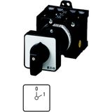 ON-OFF switches, T3, 32 A, rear mounting, 1 contact unit(s), Contacts: 1, 45 °, maintained, With 0 (Off) position, 0-1, Design number 15500